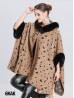 Soft Leopard Print Cape W/ Fur Detailing